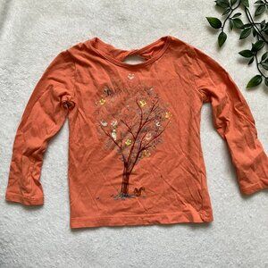 Carter's Toddler Tee 24M | Orange Long Sleeve Fall Tree Woodland Keyhole GUC